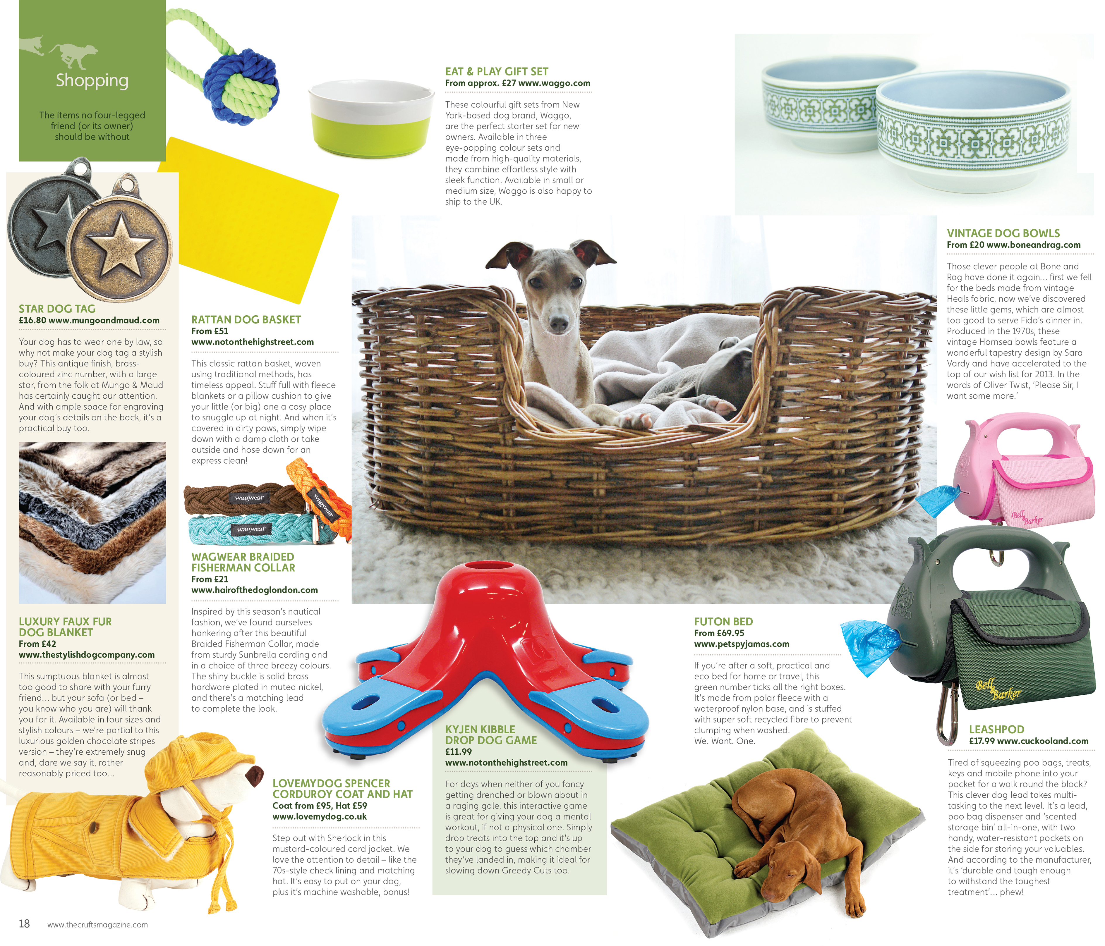 Crufts Magazine March 2013 Waggo Designer Dog Bowls and Toys