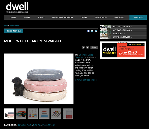 Dwell Magazine May 2013 Classic Engineer Stripe Dog Beds